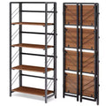 4/5-Tier Folding Shelf - No-Assembly Space-Saving Industrial Bookshelf for Home Office