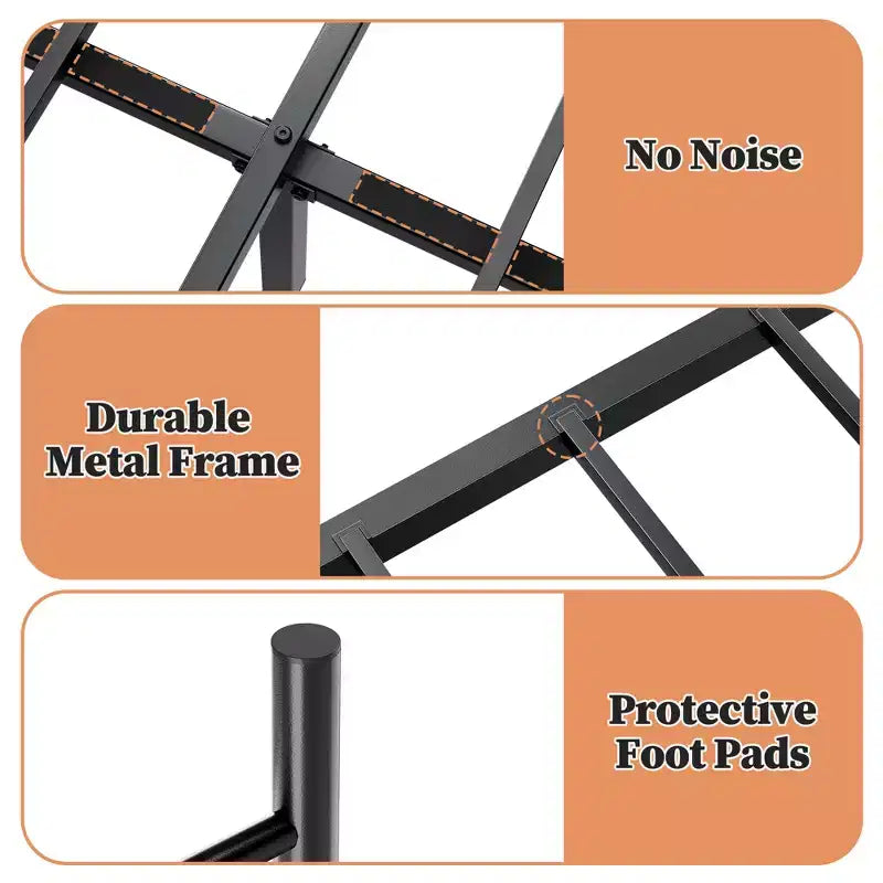 Cadre de lit plateforme robuste en métal avec tête de lit - Taille simple - Sommier durable