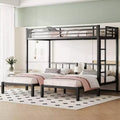 Bellemave Twin over Twin & Twin Metal Triple Bunk Bed, Detachable L-Shape, Convertible to 3 Beds, Guardrails & Shelf, Black
