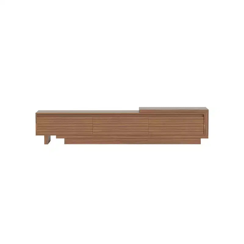 Meuble TV extensible Luck Live Mid-Century Modern 78.74102.3 avec 3 tiroirs, façade texturée et console multimédia moderne pour salon