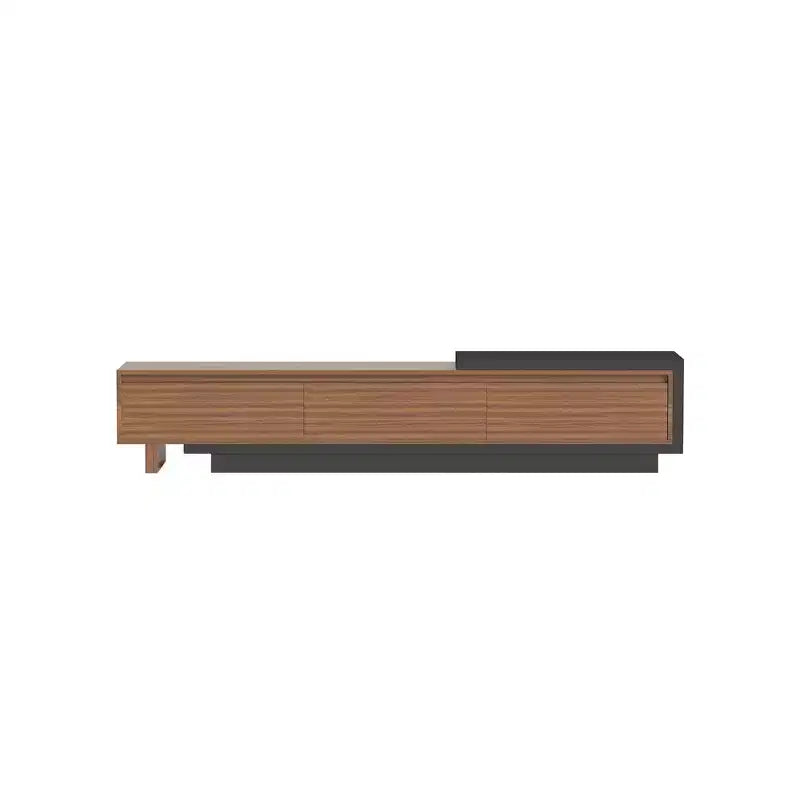 Meuble TV extensible Luck Live Mid-Century Modern 78.74102.3 avec 3 tiroirs, façade texturée et console multimédia moderne pour salon