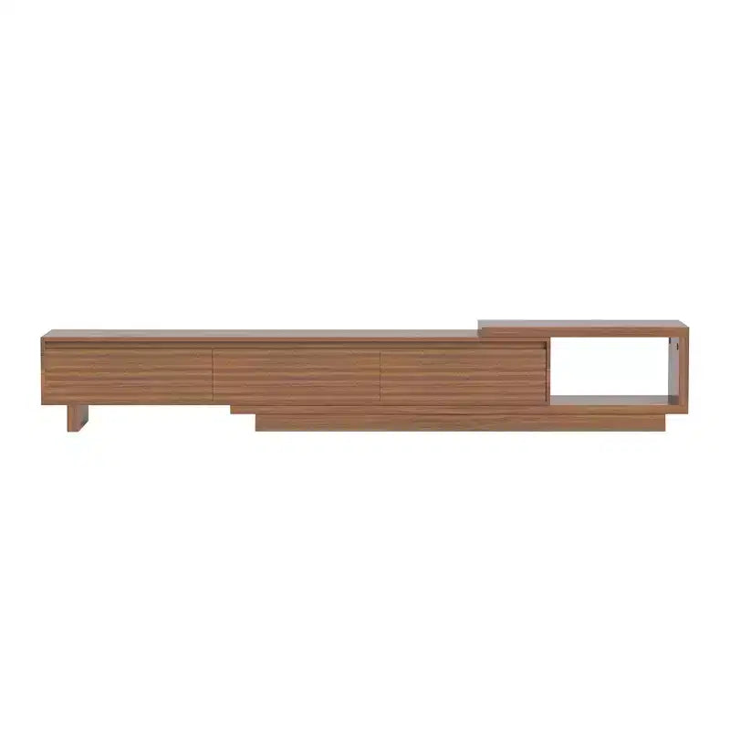 Meuble TV extensible Luck Live Mid-Century Modern 78.74102.3 avec 3 tiroirs, façade texturée et console multimédia moderne pour salon