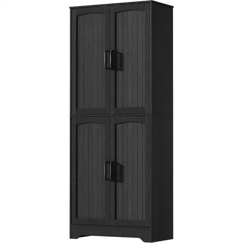 Armoire de cuisine de style ferme, 71 armoire de rangement haute en bois avec 4 portes et étagères réglables, buffet pour salle à manger et salon