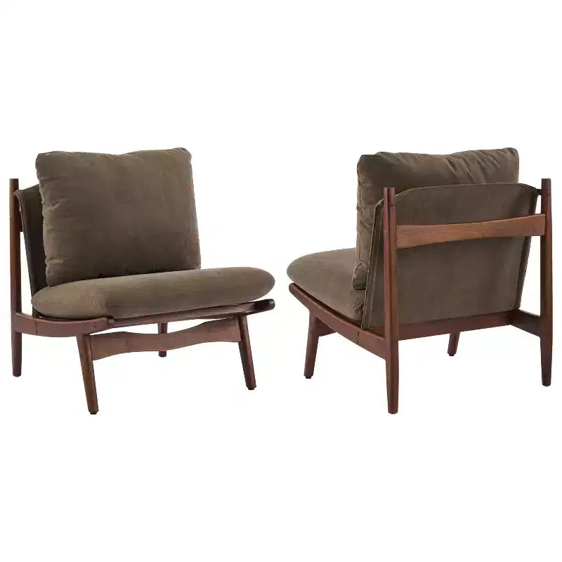 Christopher Knight Home Vista Chaise d'appoint Mocha avec cadre en bois naturel, lot de 2