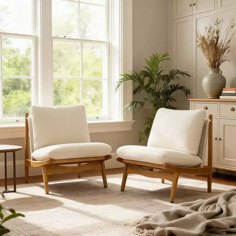 Christopher Knight Home Vista Chaise d'appoint Mocha avec cadre en bois naturel, lot de 2