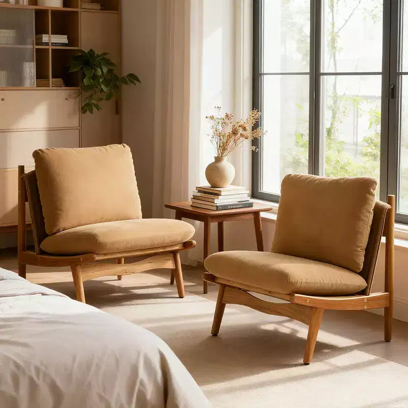 Christopher Knight Home Vista Chaise d'appoint Mocha avec cadre en bois naturel, lot de 2