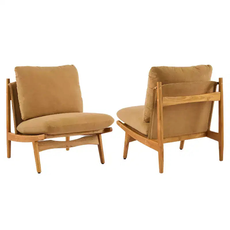 Christopher Knight Home Vista Chaise d'appoint Mocha avec cadre en bois naturel, lot de 2