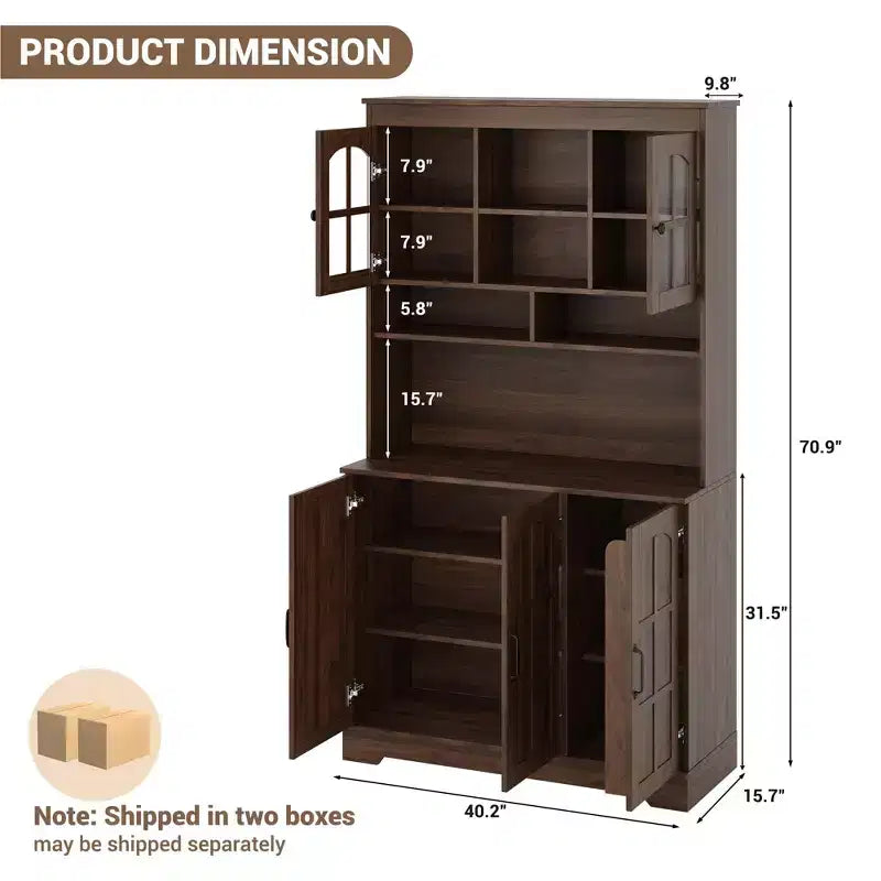 Armoire de garde-manger, Armoire de rangement haute de cuisine avec huche, pour salle à manger