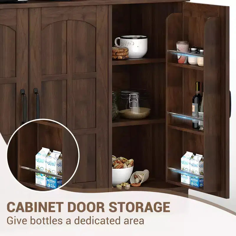 Armoire de garde-manger, Armoire de rangement haute de cuisine avec huche, pour salle à manger