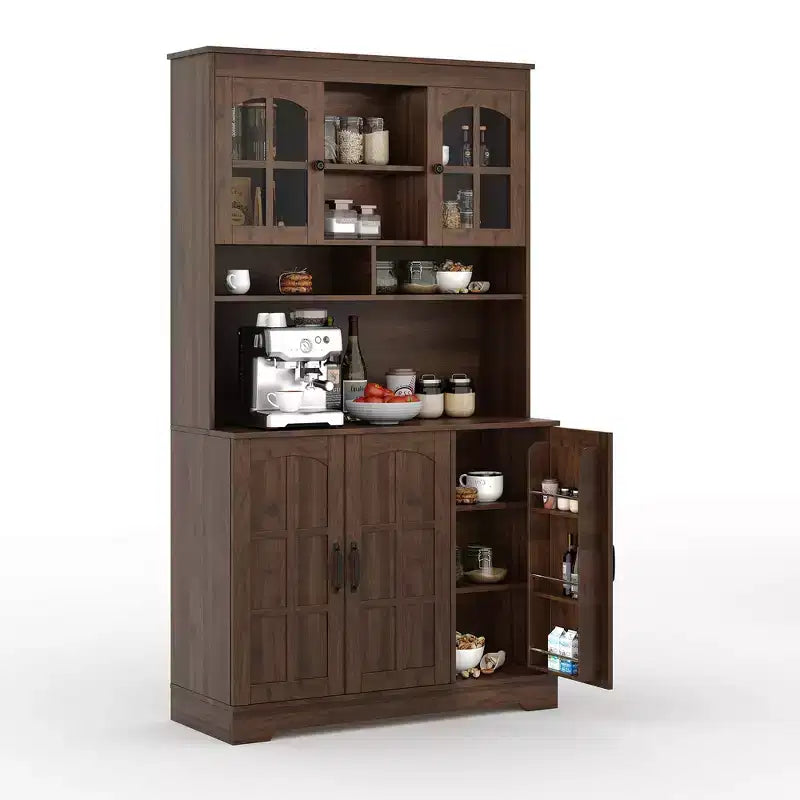 Armoire de garde-manger, Armoire de rangement haute de cuisine avec huche, pour salle à manger
