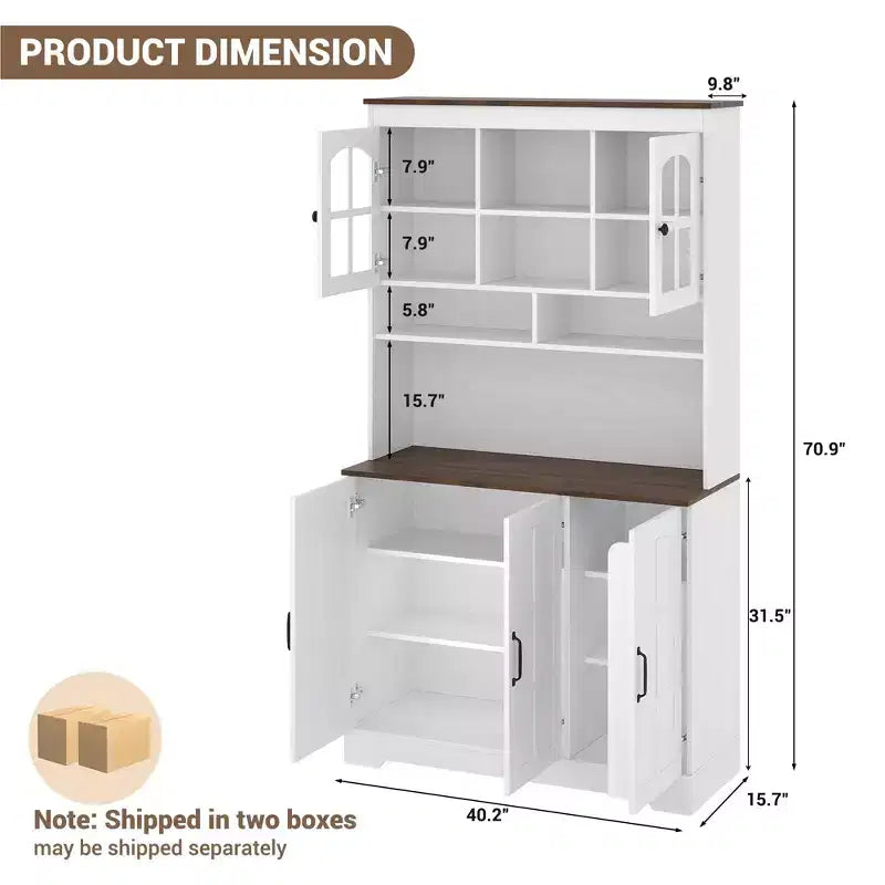 Armoire de garde-manger, Armoire de rangement haute de cuisine avec huche, pour salle à manger