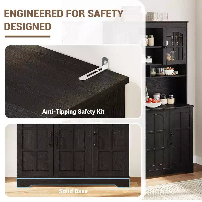 Armoire de garde-manger, Armoire de rangement haute de cuisine avec huche, pour salle à manger