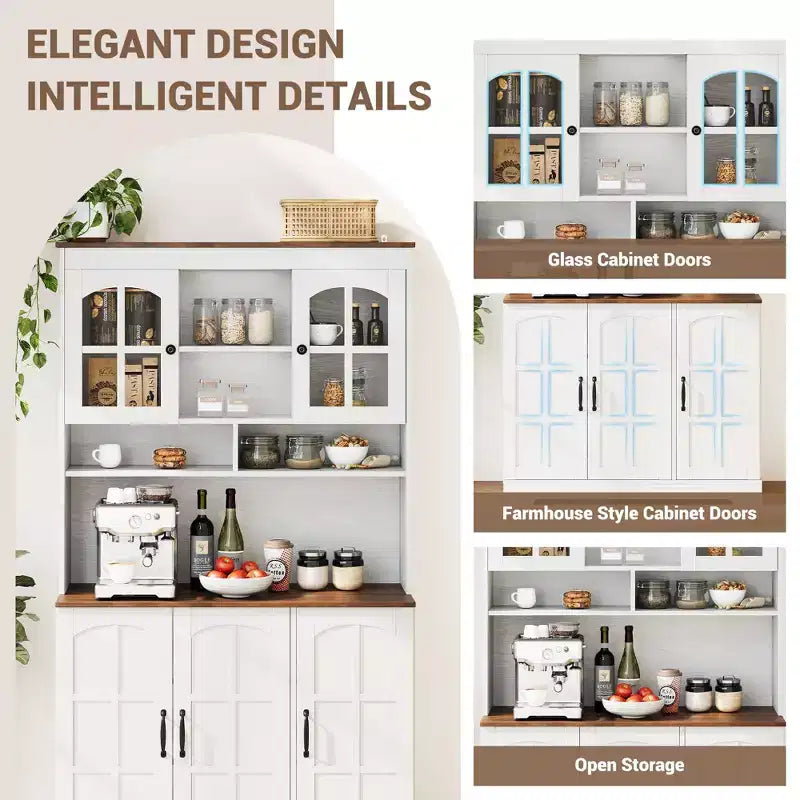 Armoire de garde-manger, Armoire de rangement haute de cuisine avec huche, pour salle à manger