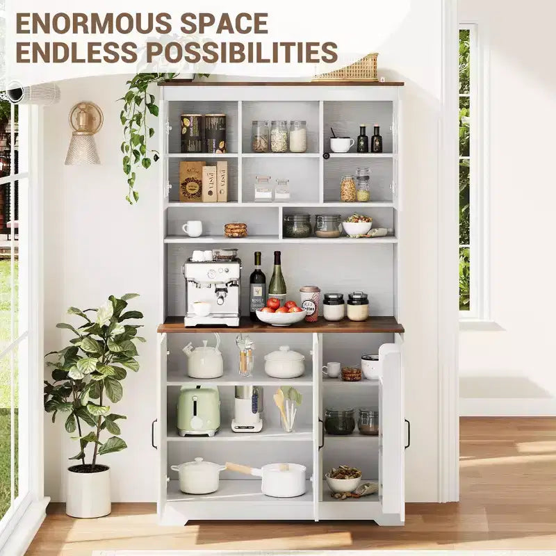 Armoire de garde-manger, Armoire de rangement haute de cuisine avec huche, pour salle à manger