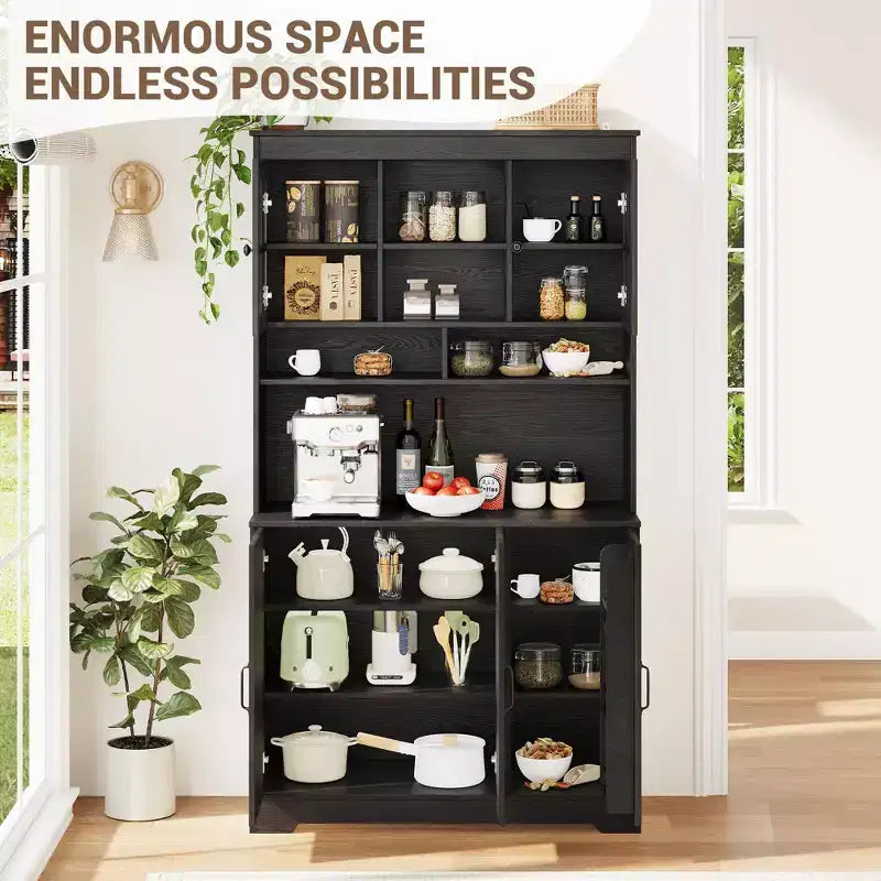 Armoire de garde-manger, Armoire de rangement haute de cuisine avec huche, pour salle à manger