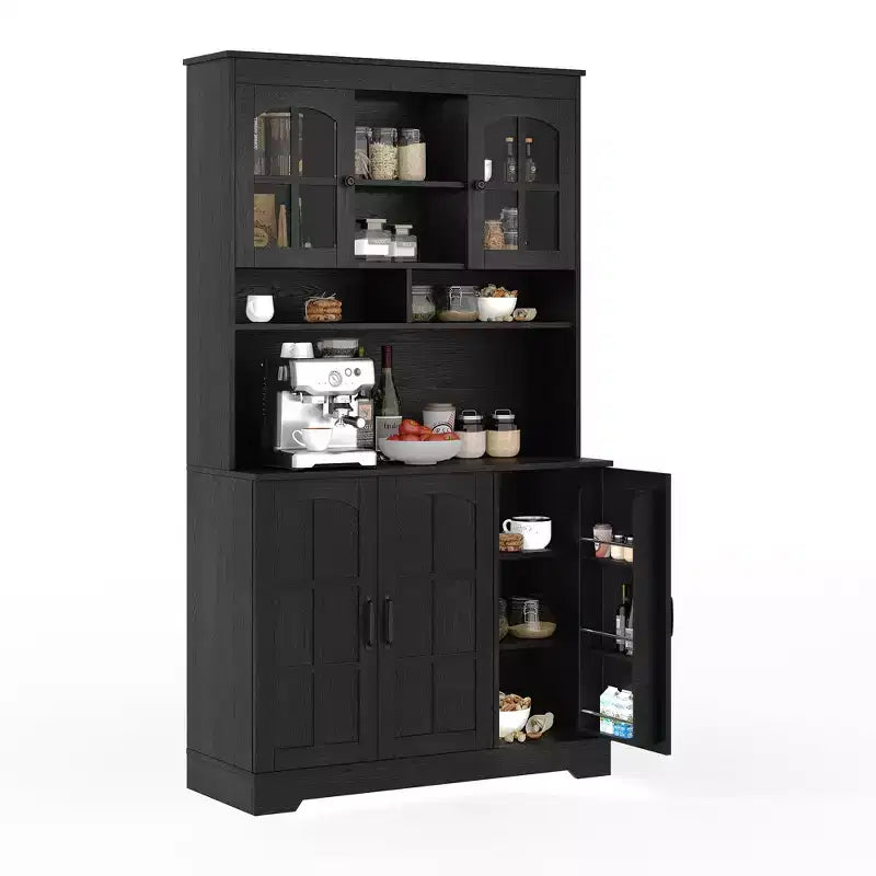 Armoire de garde-manger, Armoire de rangement haute de cuisine avec huche, pour salle à manger