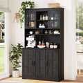Pantry Cabinet, Tall Kitchen Pantry Storage Cabinet with Hutch, for Dining Room