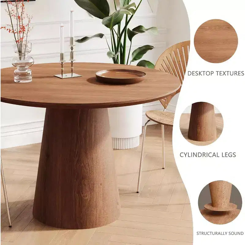 Table à manger ronde de 109 cm, table de cuisine moderne en bois, design peu encombrant, montage facile, pour petits espaces, appartements