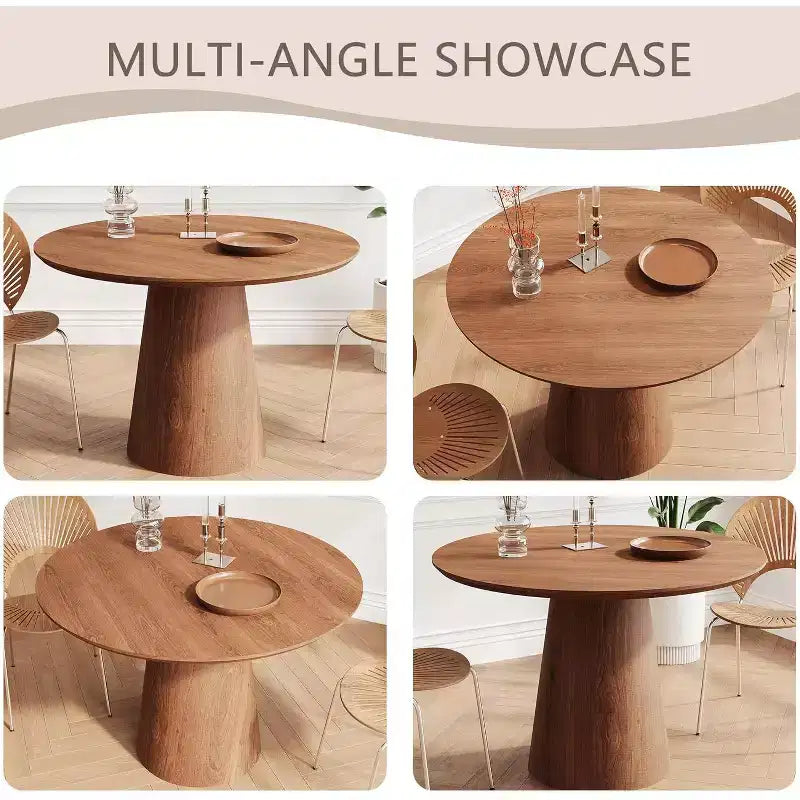 Table à manger ronde de 109 cm, table de cuisine moderne en bois, design peu encombrant, montage facile, pour petits espaces, appartements