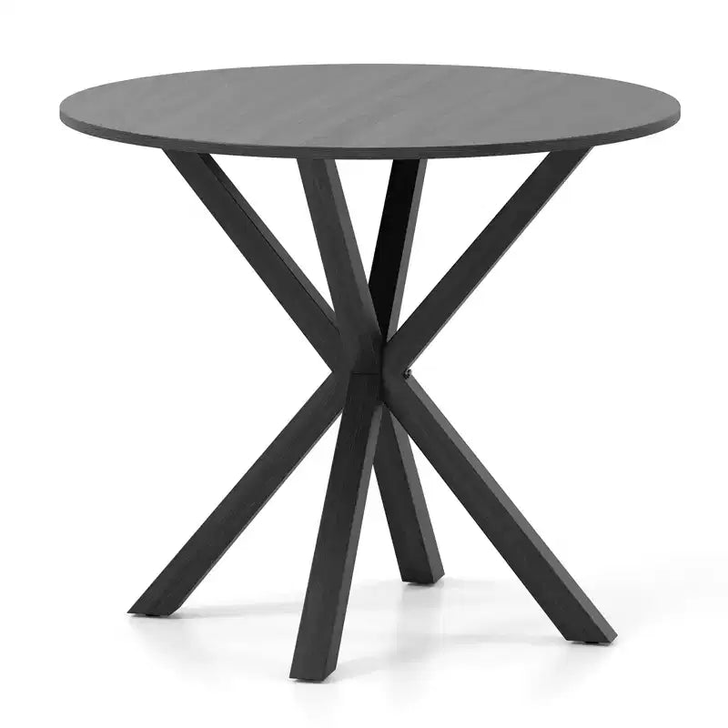 Table à manger ronde de ferme Costway 36" pour 4 personnes avec piédestal stable et entrecroisé, noire