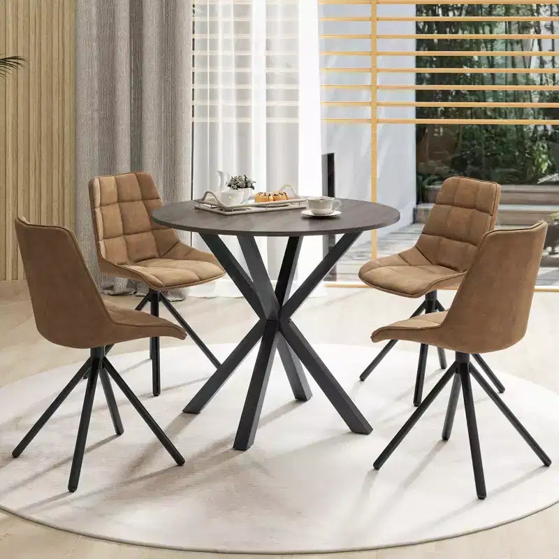 Table à manger ronde de ferme Costway 36" pour 4 personnes avec piédestal stable et entrecroisé, noire