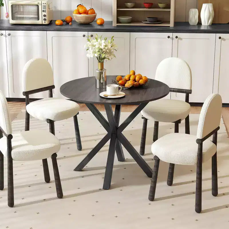 Table à manger ronde de ferme Costway 36" pour 4 personnes avec piédestal stable et entrecroisé, noire