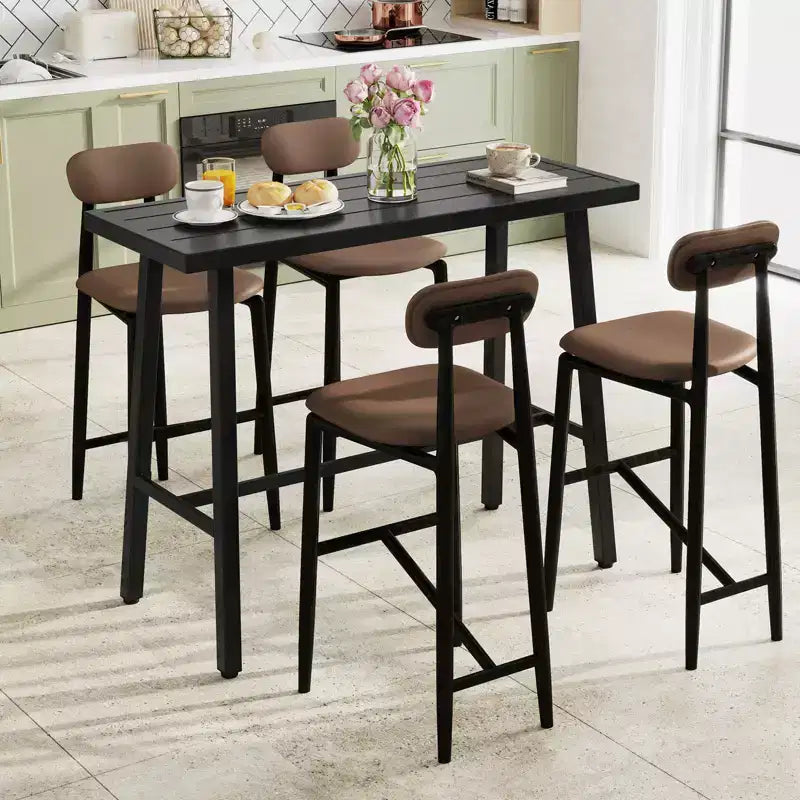 Costway Table de salle à manger rectangulaire avec cadre en métal, pour 4 à 6 personnes, avec pédale