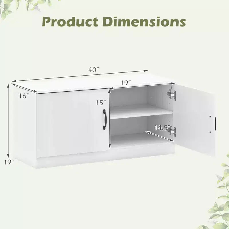 Banc à chaussures 2 portes Costway avec étagères réglables et espace de rangement caché Naturel + Blanc/Blanc