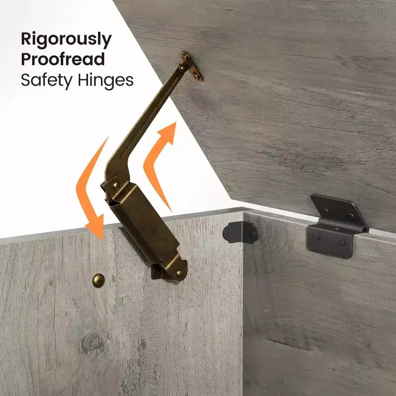 Banc de rangement polyvalent en bois avec couvercle à charnière de sécurité – Coffre de style ferme et organisateur de jouets pour entrée, salon, chambre à coucher