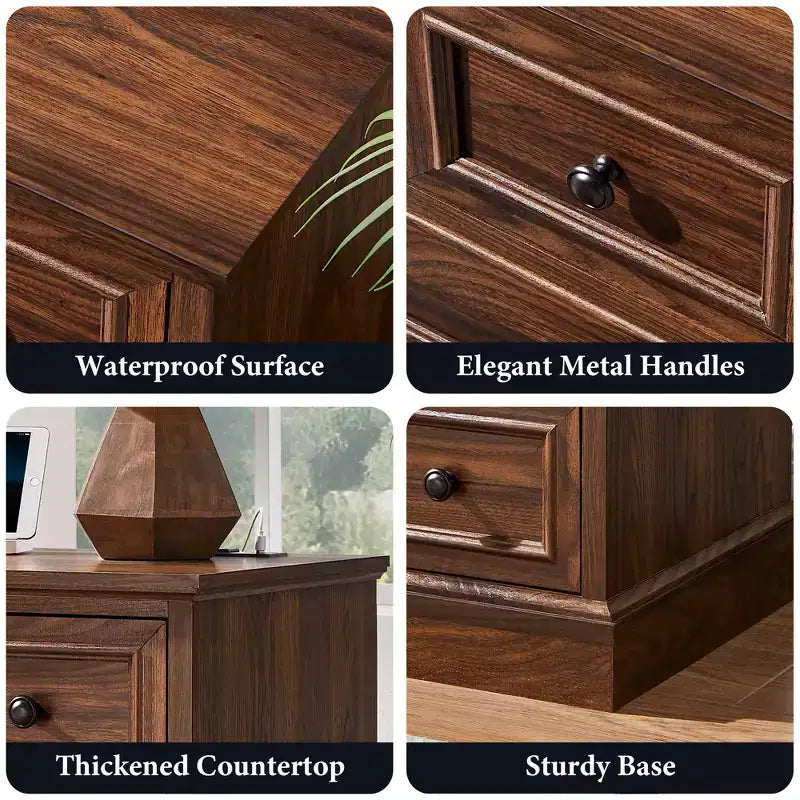 Table de chevet avec 4 tiroirs de rangement, table de nuit large de 66 cm avec station de charge, tables d'appoint en bois pour chambre à coucher, salon