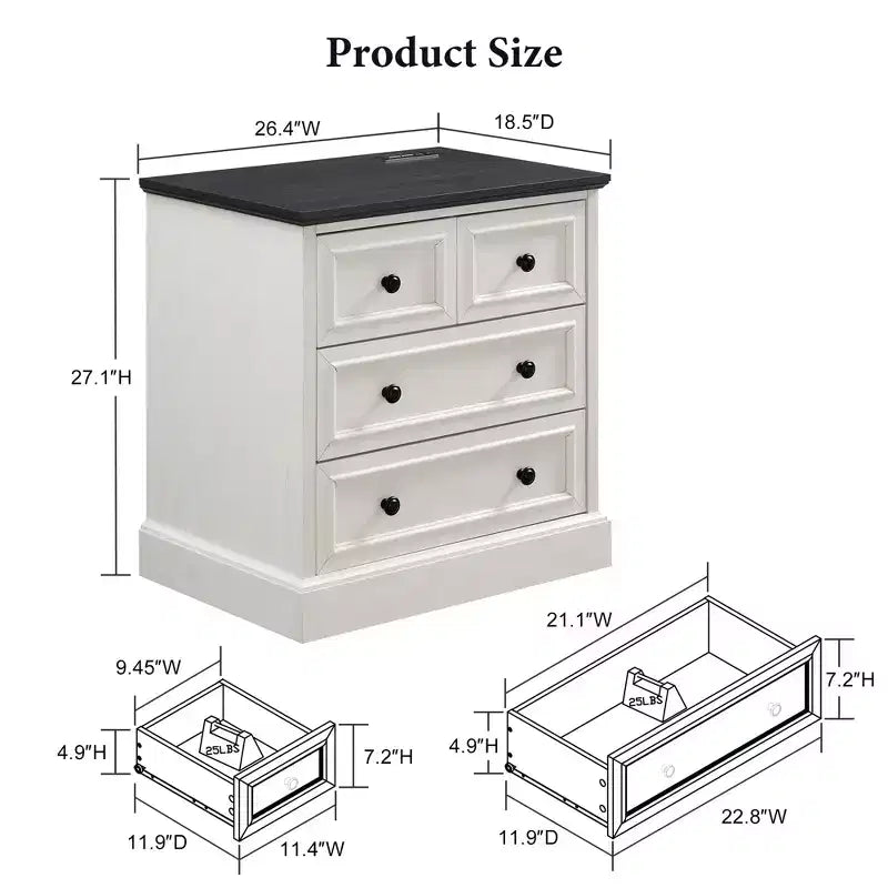 Table de chevet avec 4 tiroirs de rangement, table de nuit large de 66 cm avec station de charge, tables d'appoint en bois pour chambre à coucher, salon
