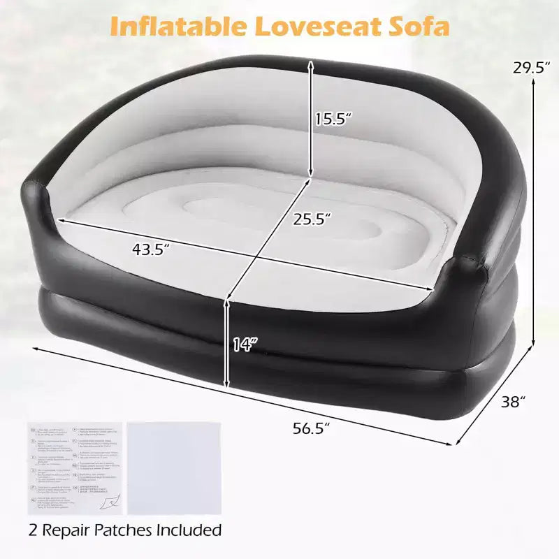 Costway Canapé gonflable 1 ou 2 places avec surface floquée et patchs de réparation pour pop-up, camping