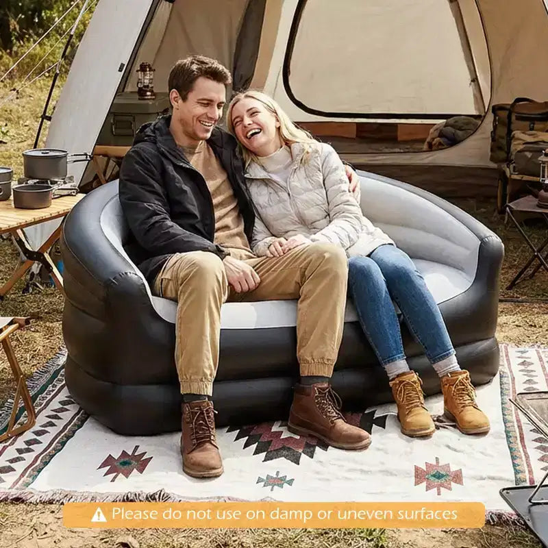 Costway Canapé gonflable 1 ou 2 places avec surface floquée et patchs de réparation pour pop-up, camping