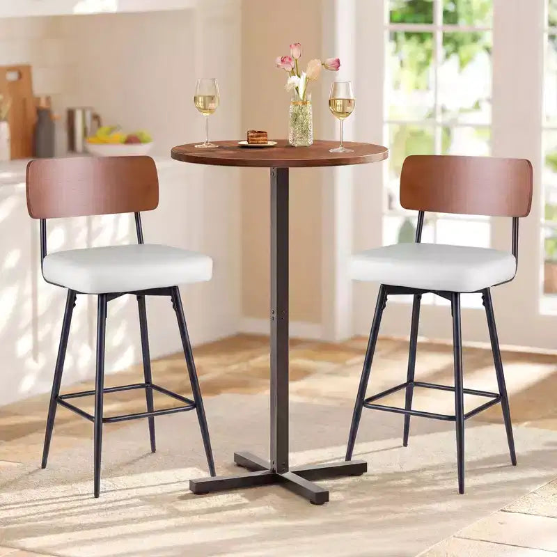 Lot de 2/4 tabourets de bar rembourrés Costway 27 avec dossier en bois et pieds en métal, repose-pieds Noir/Blanc