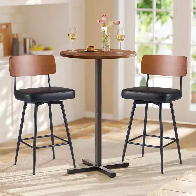 Lot de 2/4 tabourets de bar rembourrés Costway 27 avec dossier en bois et pieds en métal, repose-pieds Noir/Blanc