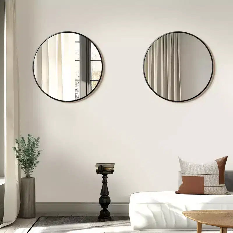 Miroir mural rond de 24 pouces, cadre en aluminium, miroir de salle de bain mural, verre HD incassable sans distorsion, miroir de courtoisie pour salon, entrée, chambre à coucher