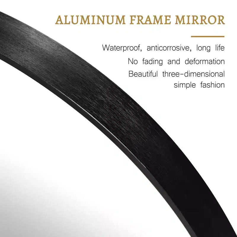 Miroir mural rond de 24 pouces, cadre en aluminium, miroir de salle de bain mural, verre HD incassable sans distorsion, miroir de courtoisie pour salon, entrée, chambre à coucher