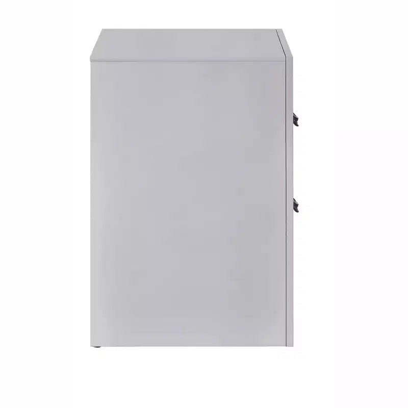 Passion Furniture Moreland Table de chevet blanche scintillante à 2 tiroirs de 61 cm de large