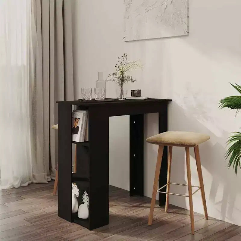 vidaXL Table de bar avec étagère Bois d'ingénierie Salle à manger Cuisine Haute Haute Murale Pièce