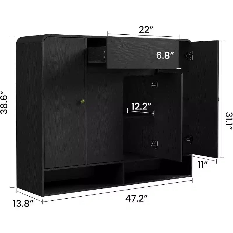 Acekool Meuble à chaussures de 119 cm avec 4 portes et 1 tiroir, organiseur d'entrée étroit pour couloir et salon