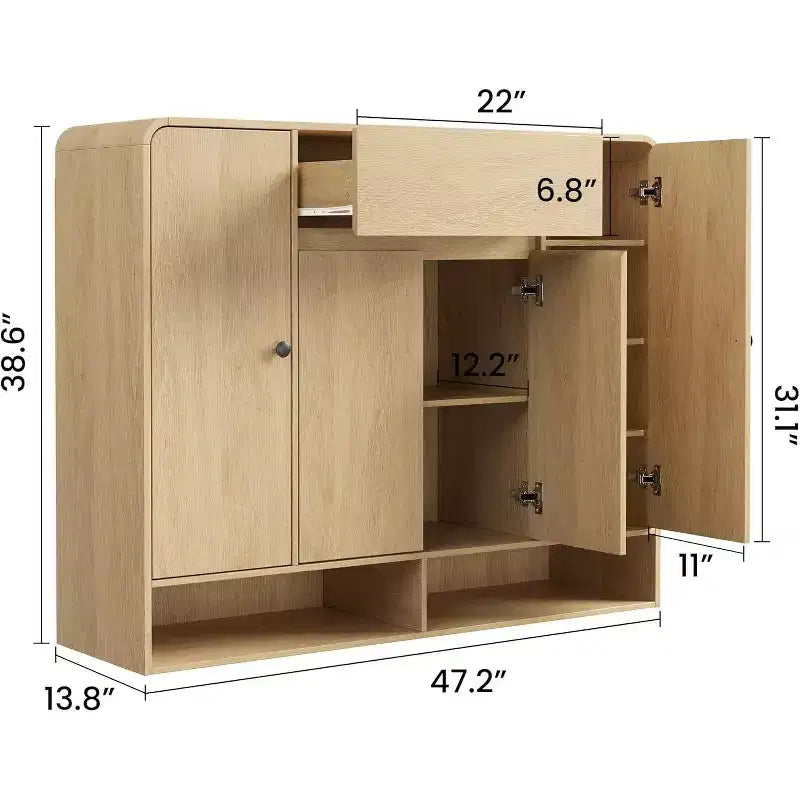 Acekool Meuble à chaussures de 119 cm avec 4 portes et 1 tiroir, organiseur d'entrée étroit pour couloir et salon