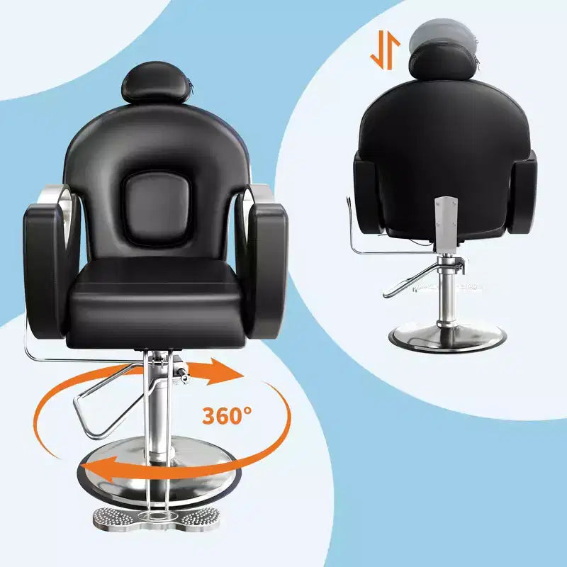 Fauteuil de barbier professionnel inclinable Garvee, chaise de salon de beauté pour barbier et domicile, fauteuil de salon pivotant à 30° pour coiffeur