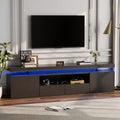 High Gloss TV Stand for 75/80/85 Inch TV, Modern Entertainment Center with Lights & Glass Shelves, Media Console for Living Room & Bedroom