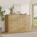 Acekool 6 Drawer Rattan Dresser Modern Chest of Drawers for Bedroom, Living Room & Hallway
