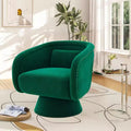 Mid Century Swivel Accent Chair 360 Green Upholstered Barrel Chair with Lumbar Pillow