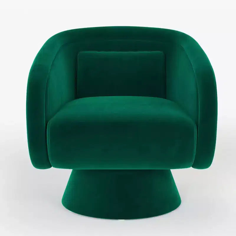 Fauteuil pivotant Mid-Century vert en tissu avec coussin lombaire