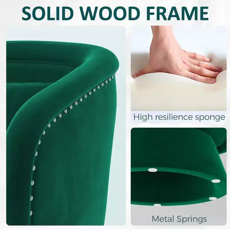 Fauteuil pivotant Mid-Century vert en tissu avec coussin lombaire