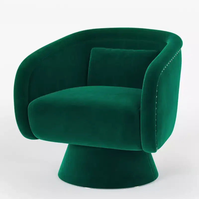 Fauteuil pivotant Mid-Century vert en tissu avec coussin lombaire
