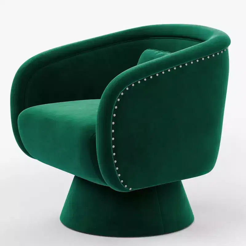 Fauteuil pivotant Mid-Century vert en tissu avec coussin lombaire