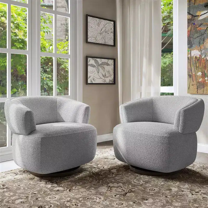 Fauteuil pivotant avec cadre en bois massif, fauteuil d'appoint rond rembourré pour petits espaces